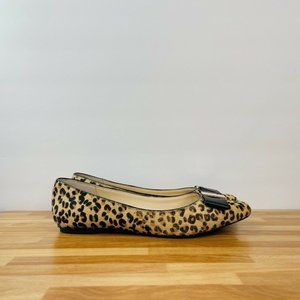 Kate Spade Norah Leopard Calf Hair Leather Ballet Bow Flats Women's Size 8.5